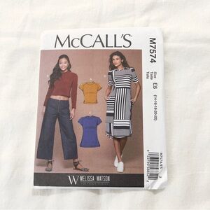 McCall’s M7574 Sewing Pattern Misses Tops Tunic Dress Size Uncut Factory Folded